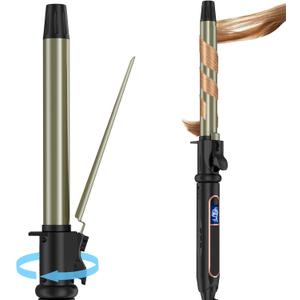 Curling Iron - Professional Manual Salon Rotating 1 Inch Hair Curler, Multi-Level Temperature Adjustment Crimper Hair Tool,Styling Tool for Long & Short Hair, Perfect for Beach Waves and Curls