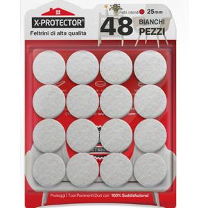 Felt Furniture Pads X-PROTECTOR - 48 Premium Felt Pads Floor Protector - Chair Felts Pads for Furniture Feet Wood Floors - Best Furniture Pads for Hardwood Floors - Protect Your Hard Floors! (White) (48 PCS 1" White, Round)