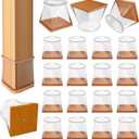 24 Pcs Chair Leg Floor Protectors for Hardwood Floors Square Silicone Covers to Protect Wood Tile Floors Felt Pads Furniture Leg Caps Anti-Scratch Reduce Noise (Fit:3/4" to 1")