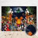 YouRan Nightmare Before Christmas Halloween Backdrop for Kids 7x5 Mickey Mouse Pumpkin Head Halloween Background Cartoon Characters Halloween Party Supplies Backdrops