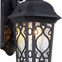 NLIEOPDA Large Outdoor Wall Light 20.87" H Black Waterproof Outside Wall Sconce Classical European Style Porch Light with Water Glass for Entryways, Yards, Front Porch