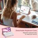 Keyboard Case for iPad Air 11-inch M2 2024, Smart Folio Leather Cover with Pencil Holder for iPad 6th Gen M2 11 inch, Rechargeable, Magnetic Wireless Keyboard for iPad Air 11 6th Gen, (Pink)