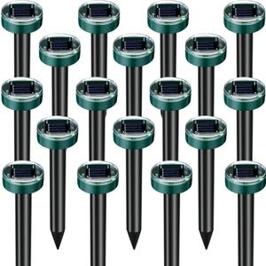 Solar Mole Repellent Ultrasonic Mole Repellent Solar Powered Outdoor Powered Sound Wave Deterrent for Lawn Garden for Snakes Moles Gophers Groundhogs Voles and Other Burrowing Mice, Round (18)