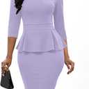 PerZeal Women's Bodycon Pencil Dress Church Teacher Office Modest Business Wear to Work Sheath Suiting Dresses (Purple, L)