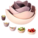 Notakia Salad Decorative Bowls Lotus Shaped Pasta Bowls Dishwasher Safe, Unique Angled Ceramic Bowls for Salad, Pasta, Soup, Rice, Prep, Ideal for Restaurant (Purple 5 Packs)