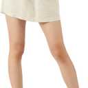 Women 100% Linen Skirt | Micro Mini Length, High Waist, Drawstring, Pockets, Casual Summer (Beige, XS)
