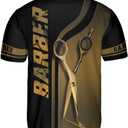 Barber Shop Baseball Jersey, Hairdresser Barber Shirts Hairstylist Shirt Gift Barbershop Scissors for Him Men Women (XXXL)