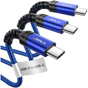 JSAUX 3-Pack USB C to USB C Cable 100W [10ft/6.6ft/3.3ft] Compatible with Nintendo Switch 2 iPhone 16 15 Pro Max Samsung Galaxy S25 S24 CarPlay iPad Pro, Type C to C Charger Cable Fast Charging -Blue