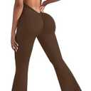 OLCHEE Womens Flare Jumpsuits One Piece Seamless Butt Scrunch Workout Romper Square Neck Backless Wide Leg Unitard Size XL