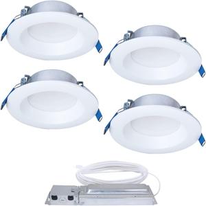 HALO 4 inch Quicklink Canless LED Downlight Selectable 2700K, 3000K, 3500K, 4000K, 5000K CCT  White (4 pack)