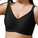 Airsong Minimizer Bras for Women Full Coverage Wireless Plus Size Seamless Bralette with Removable Pads Adjustable Comfort  70D, Black)