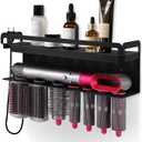 Hyber&Cara Wall Mounted Storage Holder Compatible with Dyson Airwrap Storage Stand Rack No Drill Storagefor Bathroom Shelf Organizer Curling Iron Attachments and Complete Styler Black
