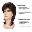Baruisi 80s Men's Mullet Wig Brown Cosplay Halloween Wig for Fancy Dress