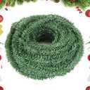 100 Ft 0.6 Inch Christmas Miniature Artificial Pine Garland, Mini Fake Greenery Roping Garland Decoration with Thin Wired Stem for Holiday Party Wedding Crafts Christmas Indoor Outdoor Decor (Green)