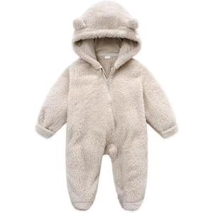 UVIPC Newborn Baby Bear Fleece Outfit Footie Jumpsuit Winter Romper Snowsuit outfit Bear Suit Warm Hooded Outfits (3-6 Months, White)