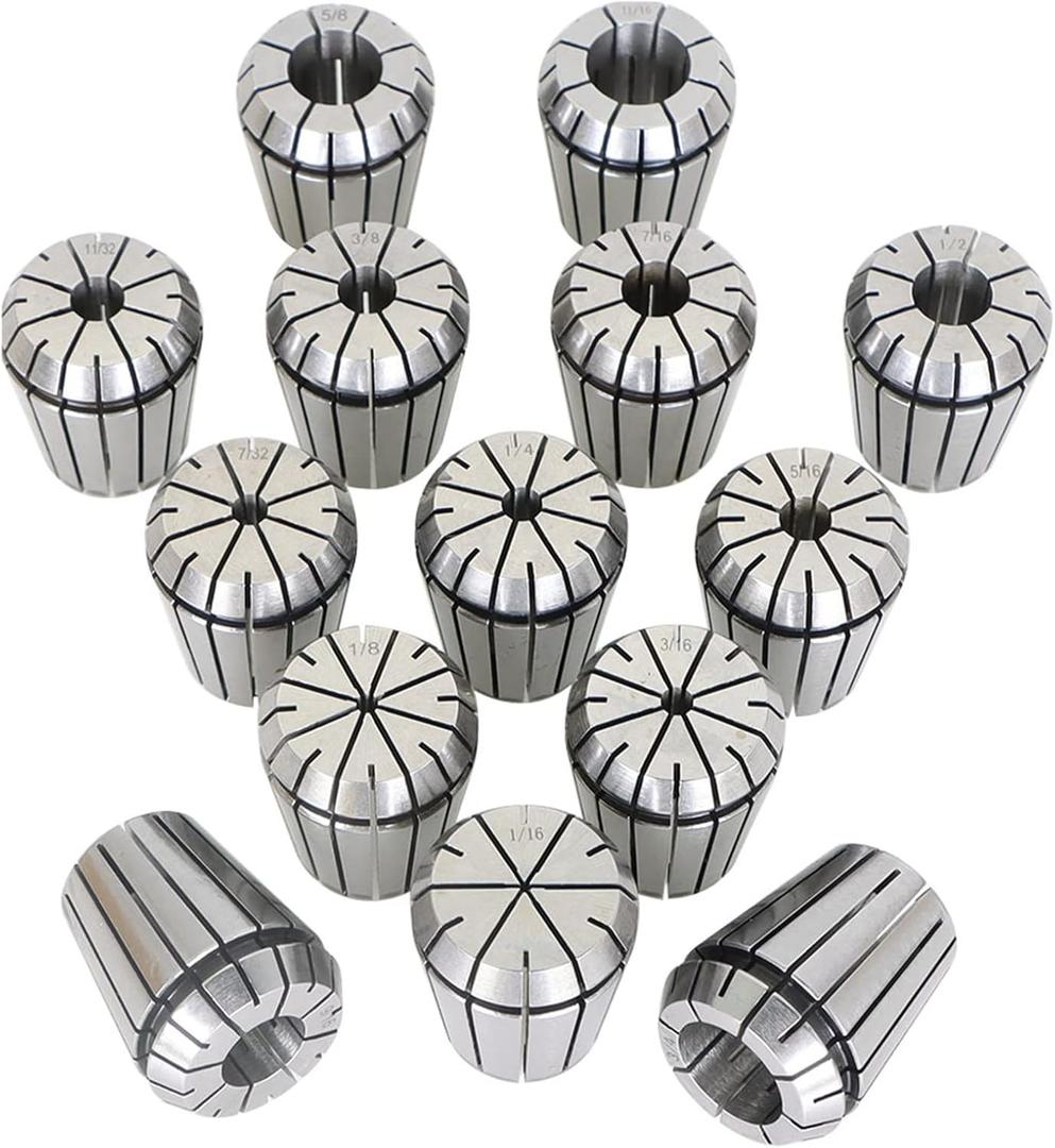 Findmall ER32 Accuracy 14 Pcs 1/16"-3/4" ER-32 Collets Set With 3/8 7/16 1/2 Inch
