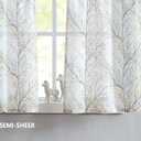 FMFUNCTEX White Yellow Kitchen Curtains for Bathroom Tree Branch Print Semi Sheer Linen Tiers for Bathroom Small Caf Curtains 24 Inch Length Grey Farmhouse Rustic Curtains Rod Pocket 2 Panels Set