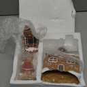 Lulu Home Christmas Tabletop Decorations, Resin Gingerbread House and 2 Gingerbread Men Figurines Adorn with Candy Cane Wreath for Indoor Holiday Fireplace Shelf Ornaments Display