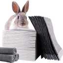 Tfwadmx Rabbit Pee Pads 18" x 24" 100 Pcs Guinea Pig Super Absorbent Cage Liners Bunny Disposable Black Carbon Diapers Small Animal Training Accessories with Quick-Dry Surface (100 Pcs-17.72" x 12.99" (Gray))