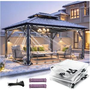 Heavy Duty Clear Tarp with Grommets 8x16ft, 14Mil Clear Vinyl Tarp