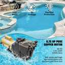 W3SP2605X7 0.75 HP Pool Pump Motor Compatible with Hayward Single Speed Super Pump 110V/220V 60HZ, 2" Inlet with Dual Voltage All In-Ground Pool and Spa, See Through Strainer Cover