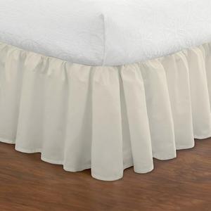 FRESH IDEAS Bedding Ruffled Bedskirt, Classic 14” Drop Length, Gathered Styling, Queen, Ivory (FRE30114IVOR03)
