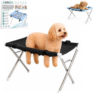 Pet Bathing Grooming Wash Hammock Table with Stand for Small Large Dog Cats (Black)