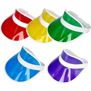 Yuanhe Clear Sun Visor Plastic Casino Dealer Poker Visors Beach Sunhat for Women UV Protection 5PCS (One Size, Multicolor)