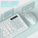 Wireless Keyboard and Mouse Combo, Full-Sized Wireless Keyboard and Adjustable DPI Mouse, 2.4GHz USB Receiver, Keyboard and Mouse for PC, Windows, Desktop, Laptop (Mint Green and White)
