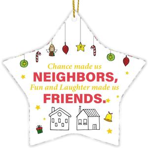 Neighbor Gifts, Friendship Gifts for Neighbor Friend Moving Away Farewell Going Away Leaving, Best Neighbor Gift Star Shaped Acrylic Hanging Ornament Christmas Tree Decoration