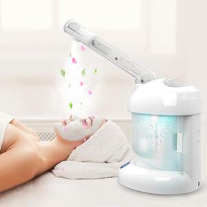 Nisperos Nano Ionic Facial Steamer - 360 Rotatable Sprayer - 40 Minutes Warm Mist - Humidifier - Professional Face Steamer for Facial Deep Cleaning (White)