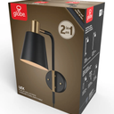 GLOBE PLUG IN SHADE WALL SCONCE - BLACK/GOLD - 5.9" X 14.4" - 2 SCONCES
