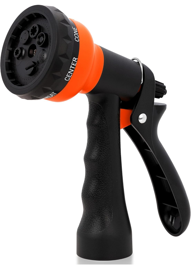 NEXCOVER Garden Hose Nozzle Sprayer - 7 Adjustable Watering Patterns Nozzle for Water Hose, Non-Slip Garden Spray Nozzle for Car Washing, Watering Plants, Pets Showering, Lawns Cleaning, Orange