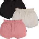 Gerber Baby-Girls 3-Pack Bubble Shorts (12 Months, Black/Dot/Pink)