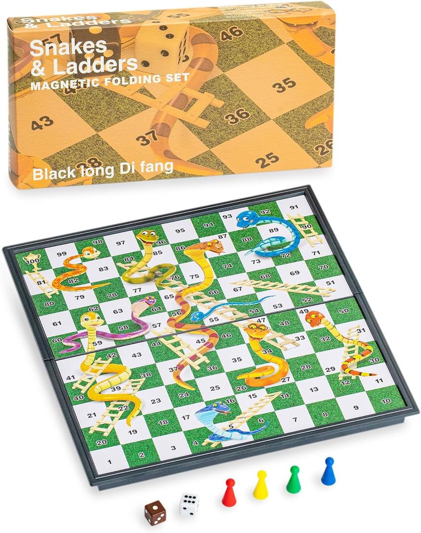 Magnetic Snakes and Ladders Board Game Set - 9.6 Inches