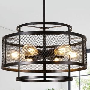 18" Modern Black Chandelier for Dining Room, No Assembly Required 6-Light Black Dining Room Light Fixture Over Table, Industrial Hanging Pendant Lights Fixture for Kitchen Island, Entryway, Foyer