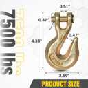 3/8" Clevis Grab Hooks (4 Pack) Heavy Duty Chain Hook for 3/8 Inch Grade 70 Chain Forged Alloy Steel- for Trailer Truck Transport - Yellow Chromate Finish - 7,500 lbs