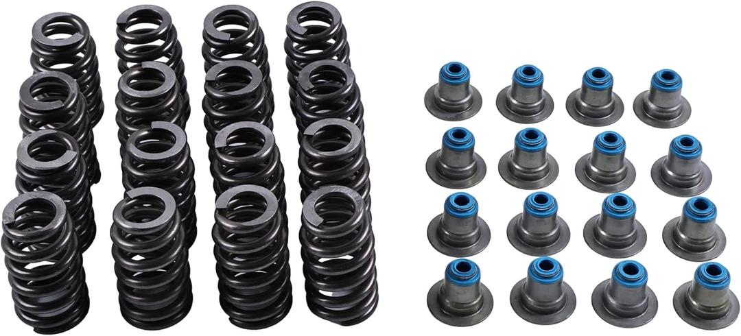 For 16 Pcs 560'' Lift Beehive Valve Springs and Hat Seals 12713265 12499224 12482063 Compatible with Chevrolet GM 4.8 5.3 5.7 6.0 6.2 LS1 LS2 LS3 LS6