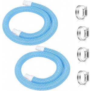 2 Pack 1.2559in EVA Pool Professional Hoses with 2026 Upgrade Flexible Tube Head and 4 Metal Clamps for Above Ground Pools Pump Replacement Hose Pool Supply for Heavy Duty Hose (Transparent Blue)