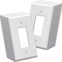 BESTTEN 10 Pack 1-Gang Oversize Decor Wall Plate, Jumbo Unbreakable Polycarbonate Decorator Receptacle Outlet Cover and Oversized Switch Plate, White 