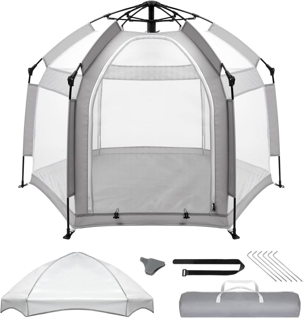 Palopalo Pop Up Baby Beach Tent - UPF50+ Sun Protection Canopy & Mosquito Net, 150D Oxford Ripstop Fabric, Instant Setup Portable Playpen for Indoor & Outdoor Play, Lightweight Pack and Play Yard