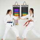 Martial Arts Belt Display Holder - 12 Belts Karate Belt Display Rack with Personalized Stickers, Karate Taekwon do Jiu Jitsu BJJ Belt Display Hanging Holder for Martial Arts, BJJ Learners