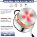 E-far Stainless Steel Cookware Set - Induction Tri-Ply Base Pots and Pans, 10-Piece Non-Toxic Kitchen Cooking Set w/Stay-Cool Handle, Frying Pans, Saucepans, Stockpot with lid, Oven & Dishwasher Safe, 6 Size