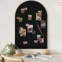 Large Arched Felt Bulletin Board - Stylish Perfectly Sized 35" x 24" Cork Board Alternative for Office & Wall Decor  6 Customizable Adhesive Tiles with Pins are Perfect to Display Your Photos (Black)