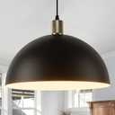 Black Pendant Light Fixtures, 15.7 Inch Large Dome Pendant Lighting Farmhouse Vintage Chandelier for Kitchen Island Dining Room