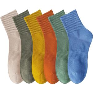 MAGIARTE Womens Mini Crew Cotton Socks Light Weight (no cushion) Arch Support Breathable Multi sports Socks for Women 6 Pack (Color #03 Multi Color)