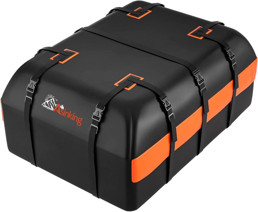 Car Rooftop Cargo Carrier - 21 Cubic Feet, 100% Waterproof Heavy Duty 840D Car Roof Bag for All Vehicles with/Without Racks - Anti-Slip Mat, 6 Door Hooks, Storage Bag, 2 Extra Straps (Black-21 Cubic Feet)