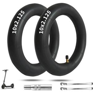 10 x 2.125 Scooter Tire Inner Tube, 10 inch Tube, Compatible with 10x1.90 10x1.95 10 x 2 54-152 Most, for Segway Ninebot F20, F25, F30, F40 Electric Scooter [Thickened] [Tire Levers] (2 Pack)