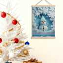Qykwz Blue Christmas Snowman Wall Art Poster, Blue Snowman Decor, Pastel Xmas Snowflake Winter Holiday Wall Decor Canvas Prints for Home Bedroom Living Room, 12x16 in (color_7)