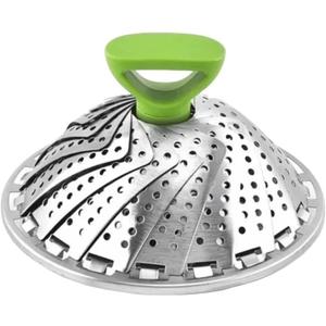 Stainless Steel Lotus Steaming Tray Folding Design Mesh Basket Food Steamer Expandable Rack(9 inches)